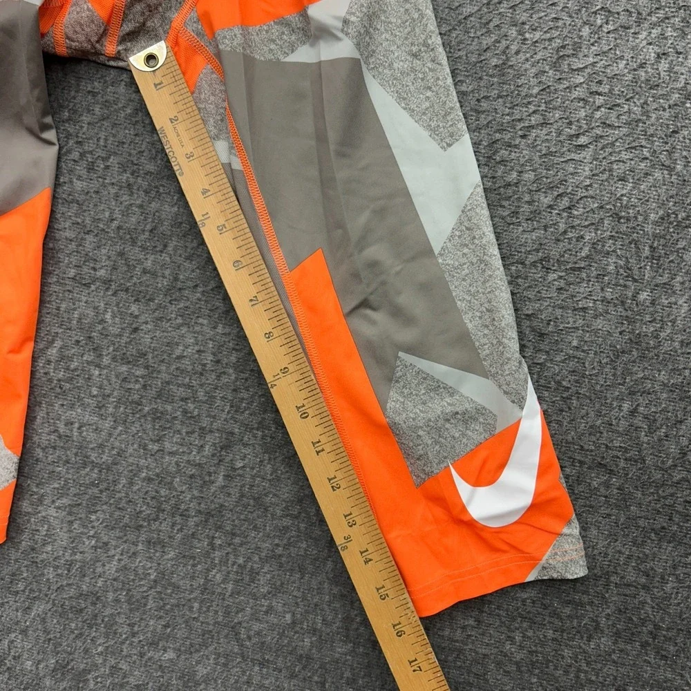 Nike Pro Compression Boys Large‎ 3/4 Printed Training Tights Pants Orange